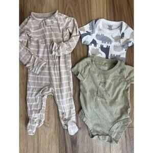 Carters Gerber Newborn Bodysuit One-piece Footed Sleeper Lot 3 Neutral